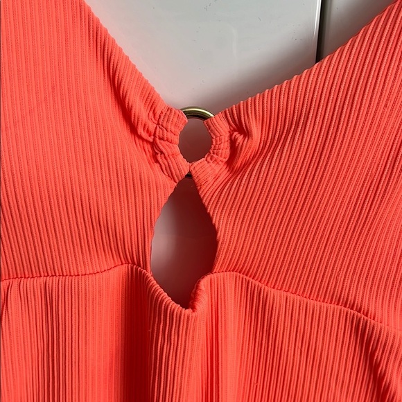 BEBE NWOT Fluorescent Orange Cut-Out One Piece Swimsuit, Size L - Picture 3 of 14